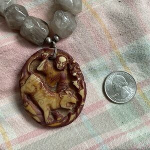 Smoky quartz and zen symbols necklace